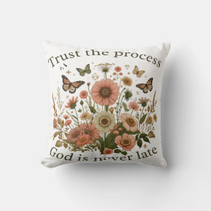 Floral design with butterflies – Christian quote “ Cushion