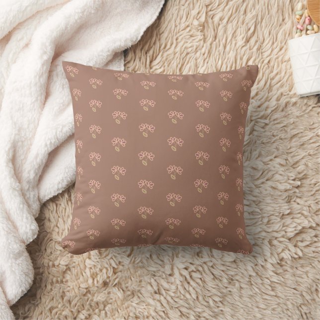 Floral design with Mocha Mousse background Cushion (Blanket)