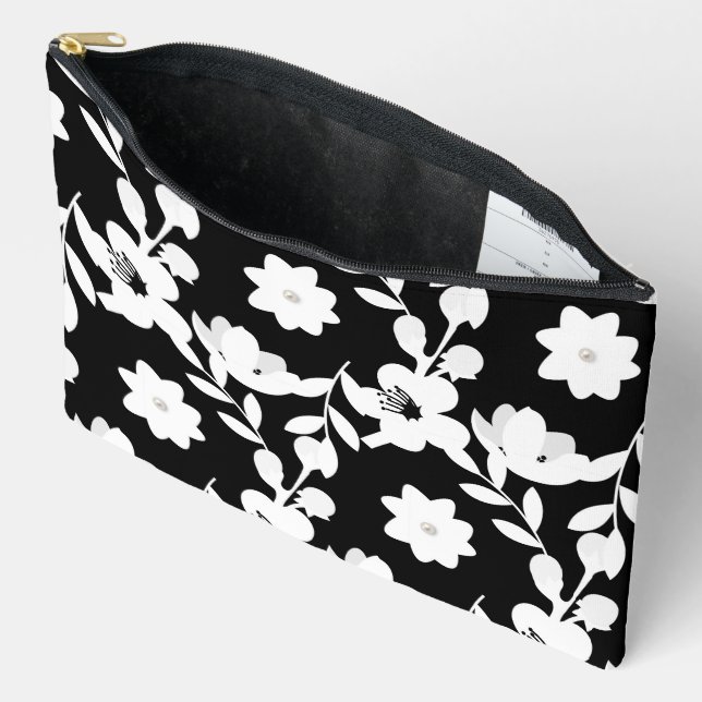 Floral Design With Pearls Accessory Pouch (Open)