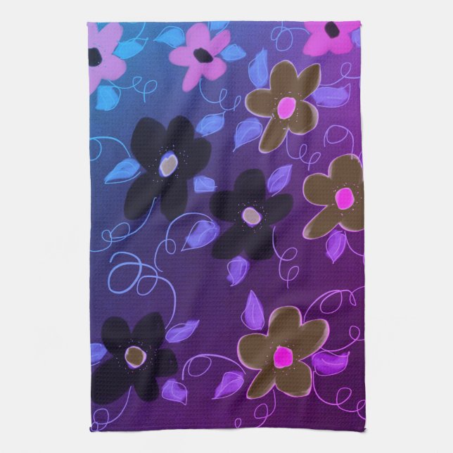 Floral Design With Purple Tea Towel (Vertical)