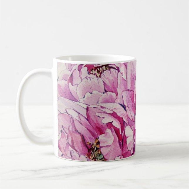 Floral designed pink mug (Left)