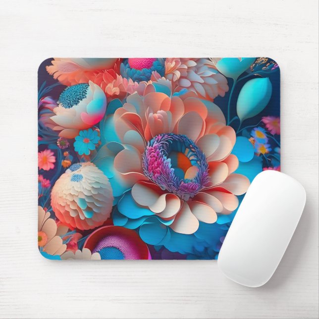 Floral Desk Decor Mouse Pad (With Mouse)