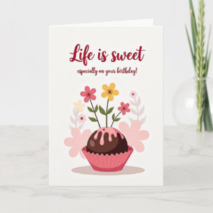 Floral Dessert Birthday Card