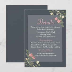 Floral Details Grey Pink Wedding Flowers Grey Invitation