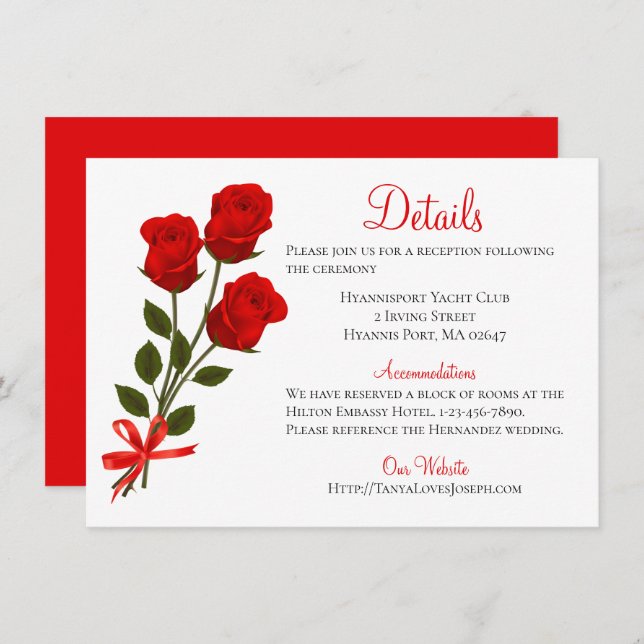 Floral Details Red Rose Flower - Wedding Party Invitation (Front/Back)