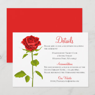 Floral Details Red Rose Flower - Wedding Party Invitation