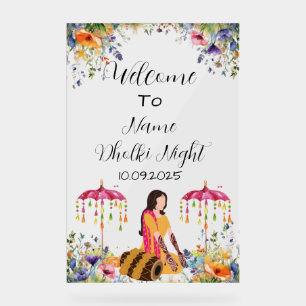 Floral Dholki night acrylic night Acrylic Sign