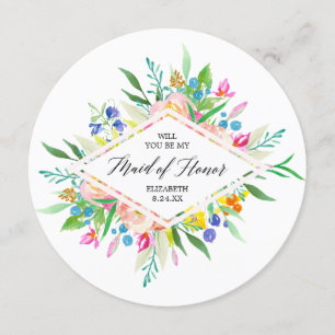 Floral Diamond Bridesmaid Maid of Honour Invitation