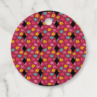 Floral Diamonds Round Favour Tags