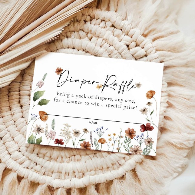Floral Diaper Raffle Baby Shower Card (Creator Uploaded)