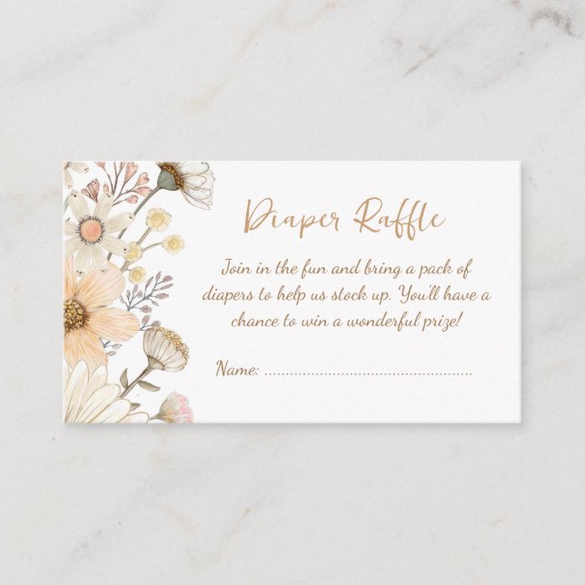Floral Diaper Raffle Baby Shower Enclosure Card (Front)