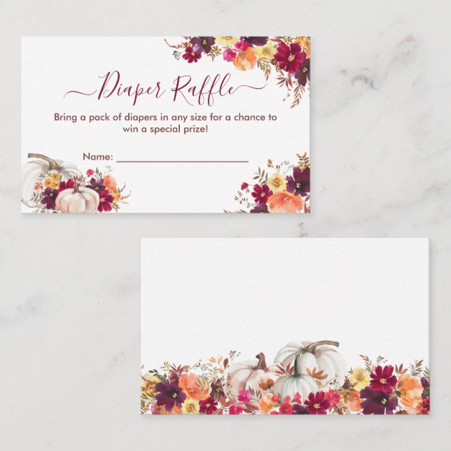 Floral Diaper Raffle Baby Shower Enclosure Card (Front/Back)