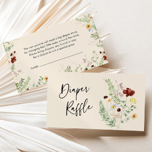 Floral Diaper Raffle Baby Shower Enclosure Card
