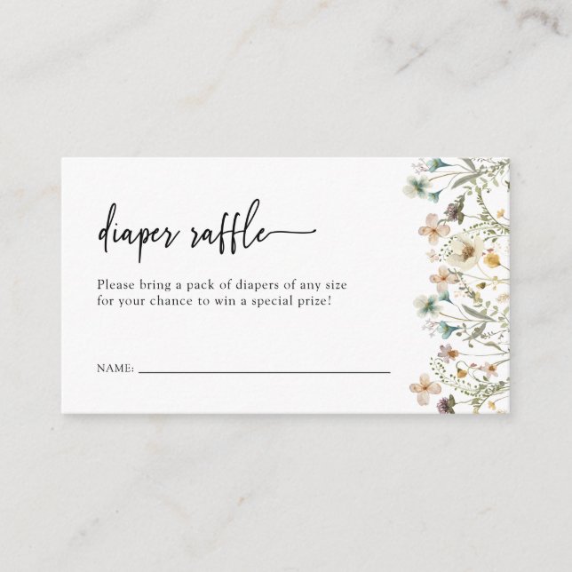 Floral Diaper Raffle Enclosure Card (Front)