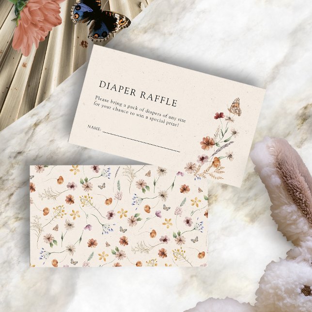 Floral Diaper Raffle Enclosure Card (Boho Floral Diaper Raffle Enclosure Card with Butterfly by Painted Paperie
)