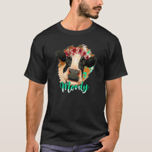 Floral Diary Cow Moody Heifer Cow Farmers T-Shirt