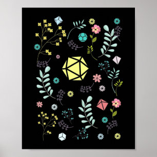 Floral Dice Set Flowers and Plants Tabletop RPG Poster