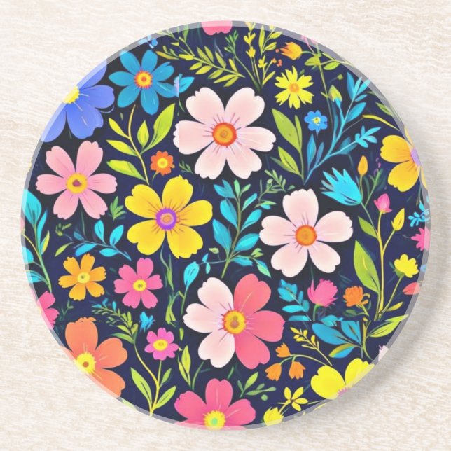 Floral Digital Painting Flowers Pattern-38875 Coaster (Front)
