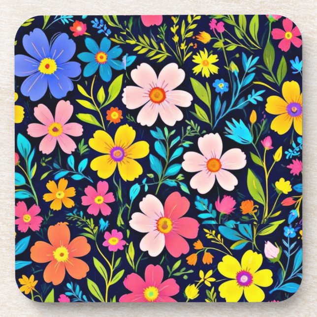 Floral Digital Painting Flowers Pattern-38875 Coaster (Front)
