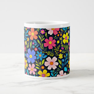 Floral Digital Painting Flowers Pattern-38875 Large Coffee Mug