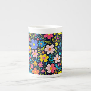 Floral Digital Painting Flowers Pattern Bone China Mug