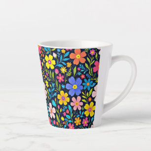 Floral Digital Painting Flowers Pattern Latte Mug