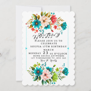 Floral Dinner Party Invitation Template, Editable
