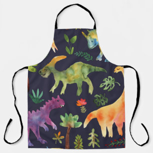 Floral Dinosaurs: Watercolor Fabric Design Apron