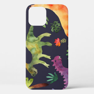Floral Dinosaurs: Watercolor Fabric Design iPhone 12 Case