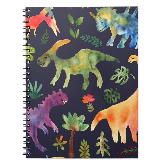 Floral Dinosaurs: Watercolor Fabric Design Notebook (Front)