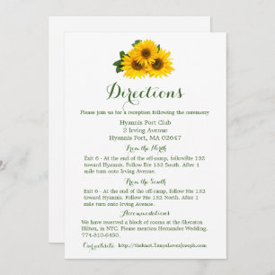 Floral Directions Details Yellow Sunflower - Green Invitation