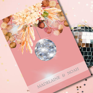 Floral Disco Ball Elegant Pink Wedding Rehearsal Invitation