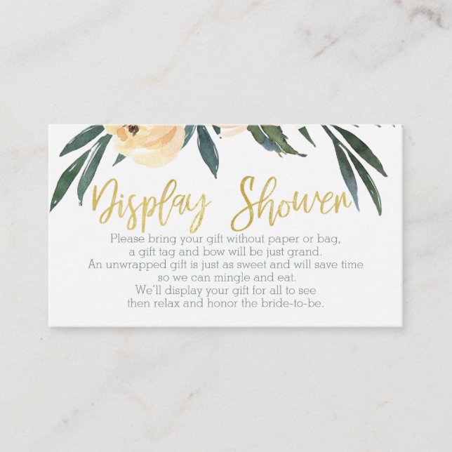 Floral display shower bridal shower insert card (Front)