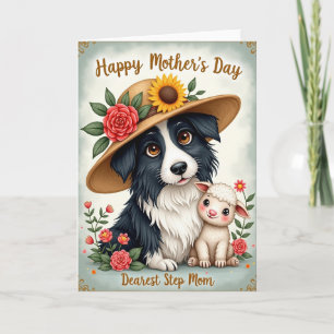 Floral Dog And Lamb Mothers Day Card