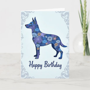 Floral Dog Birthday Wish Card