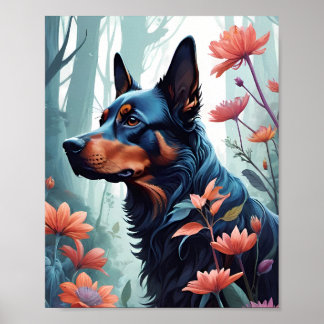 Floral Dog Design Poster