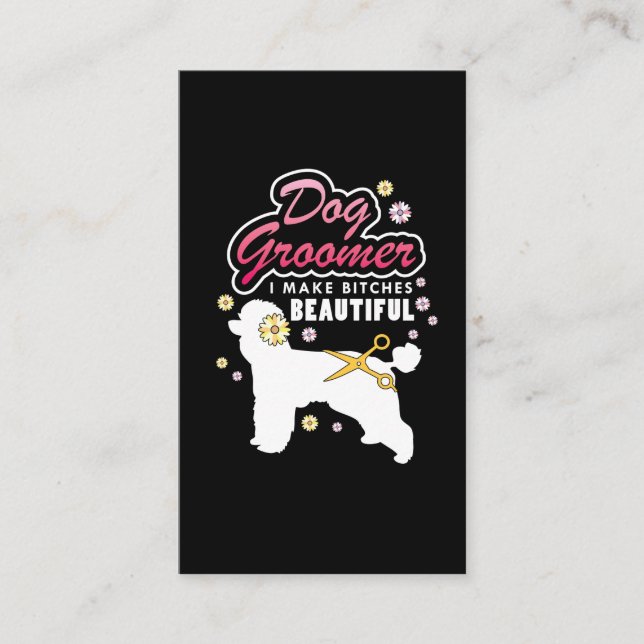 Floral Dog Groomer Gift Pet Grooming Dog Lover Business Card (Front)