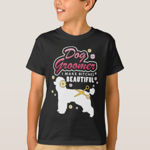 Floral Dog Groomer Gift Pet Grooming Dog Lover T-Shirt