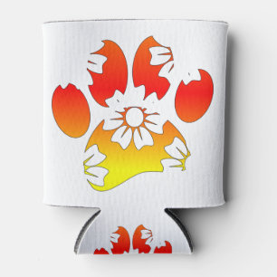 Floral Dog Paw Print Can Cooler