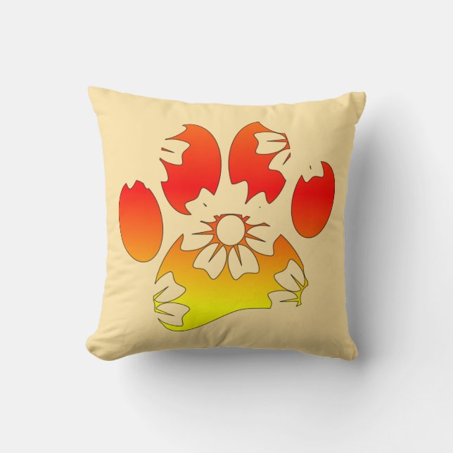 Floral Dog Paw Print Cushion (Front)