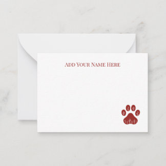 Floral Dog Paw Print Flat Note Cards
