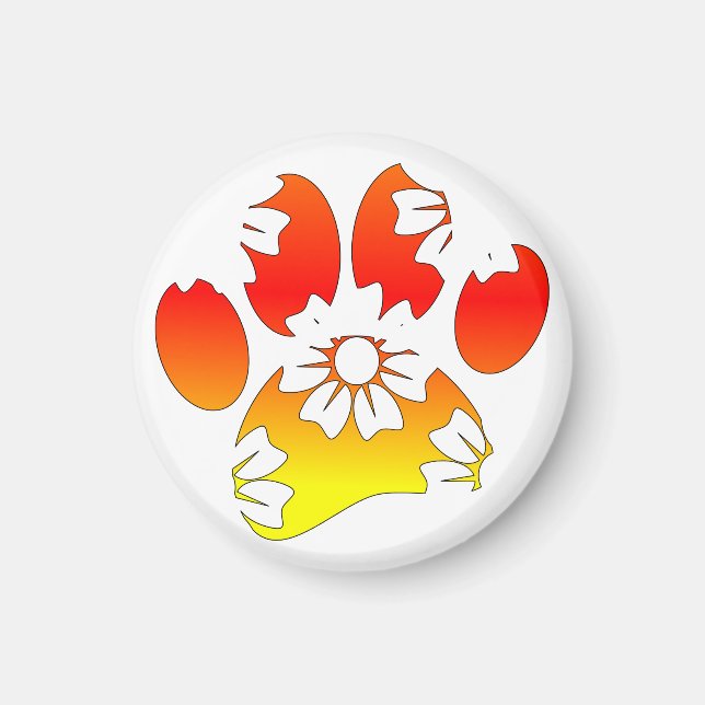 Floral Dog Paw Print Magnet (Front)