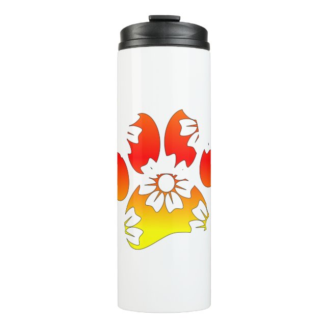 Floral Dog Paw Print Thermal Tumbler (Front)