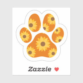 Floral Dog Paws Sticker - Cute Pet & Flower Decal
