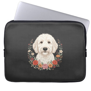 Floral Dog Portrait Botanical Wreath Laptop Sleeve