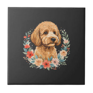 Floral Dog Round Sublimation Ceramic Tile