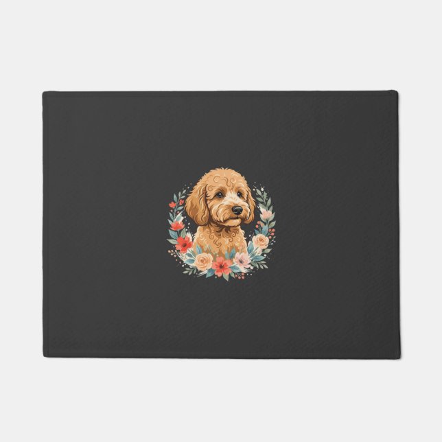 Floral Dog Round Sublimation Doormat (Front)
