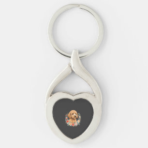 Floral Dog Round Sublimation Key Ring
