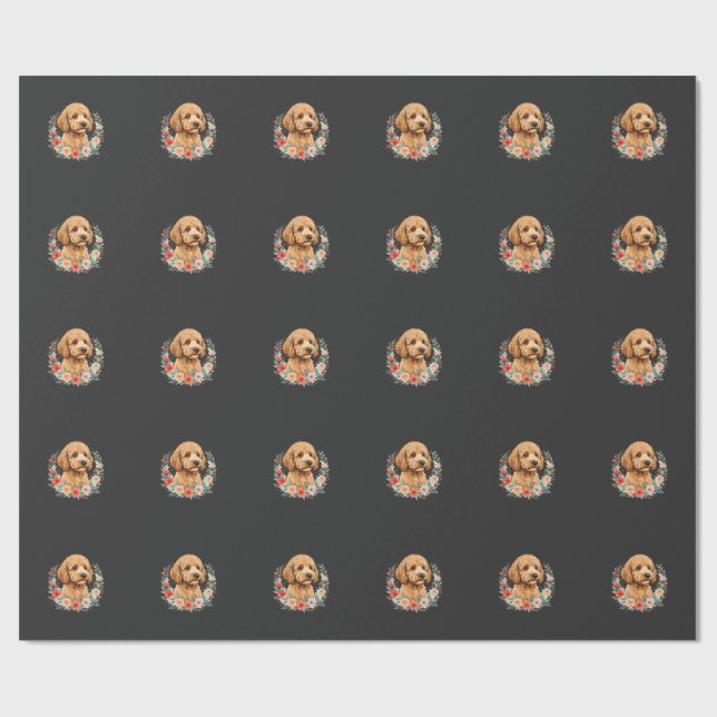 Floral Dog Round Sublimation Wrapping Paper (Flat)