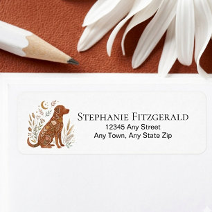 Floral Dog Silhouette Wildflower Nature Lover Gift Return Address Label